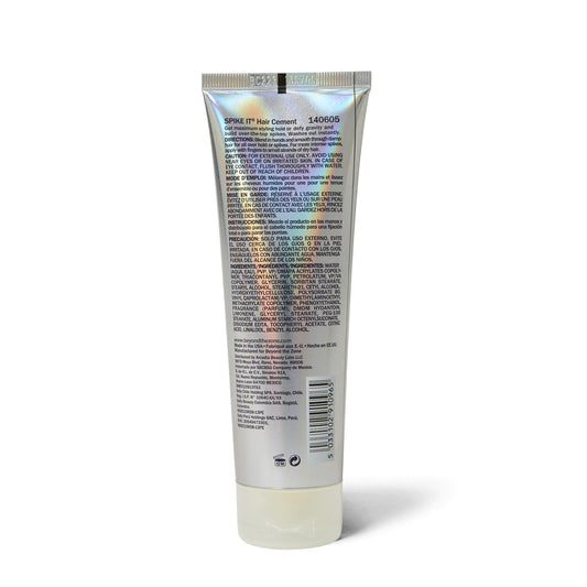 Beyond the Zone Spike It hair cement bottle close-up highlighting strong hold without weighing hair down