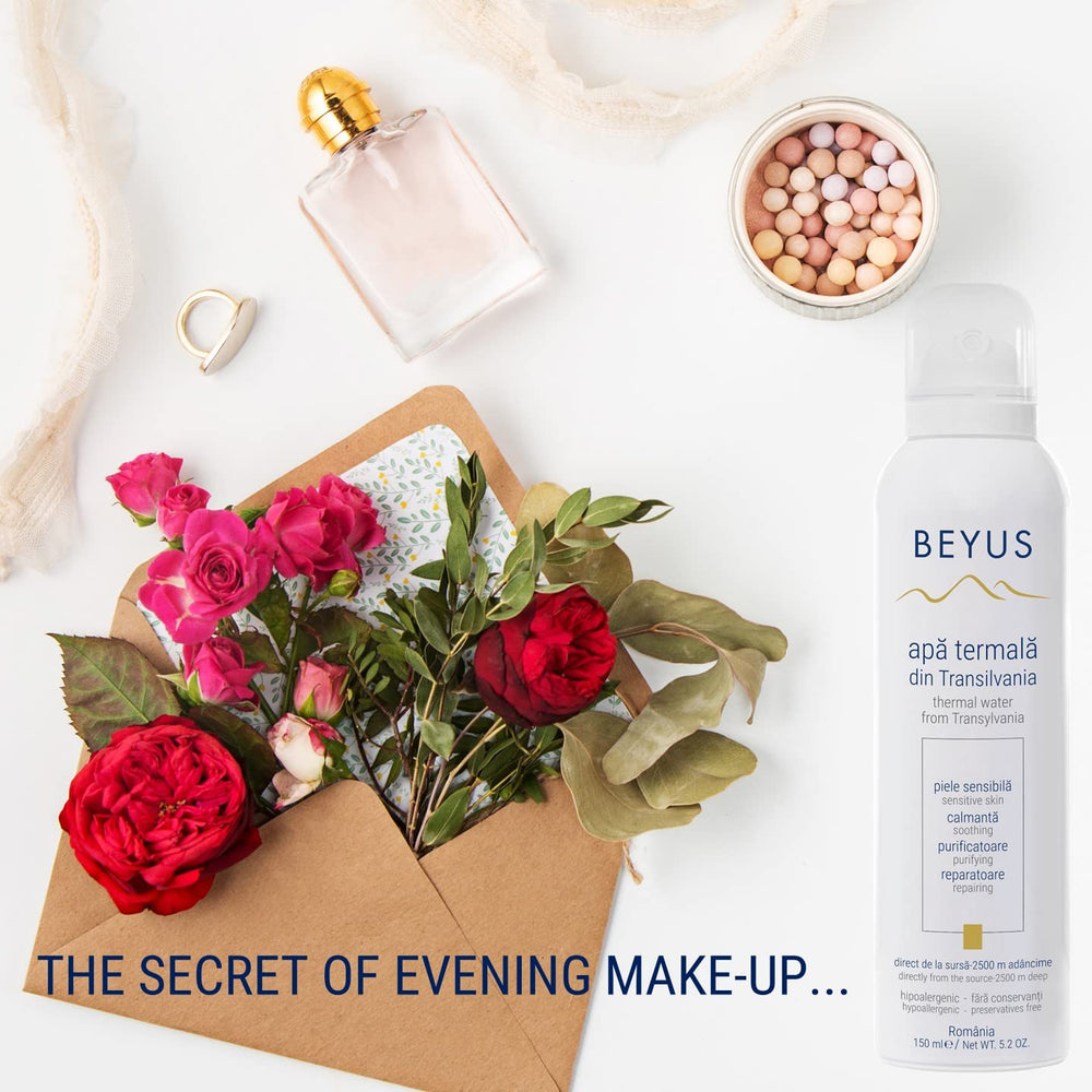 Beyus Transylvania Thermal Water compact packaging for travel and daily use.