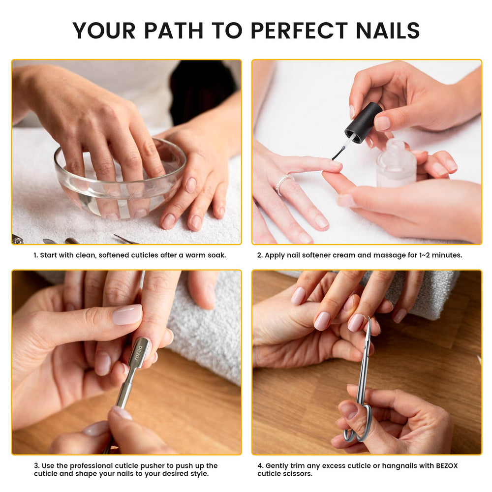 BEZOX durable cuticle scissors for shaping cuticles and prepping nails.