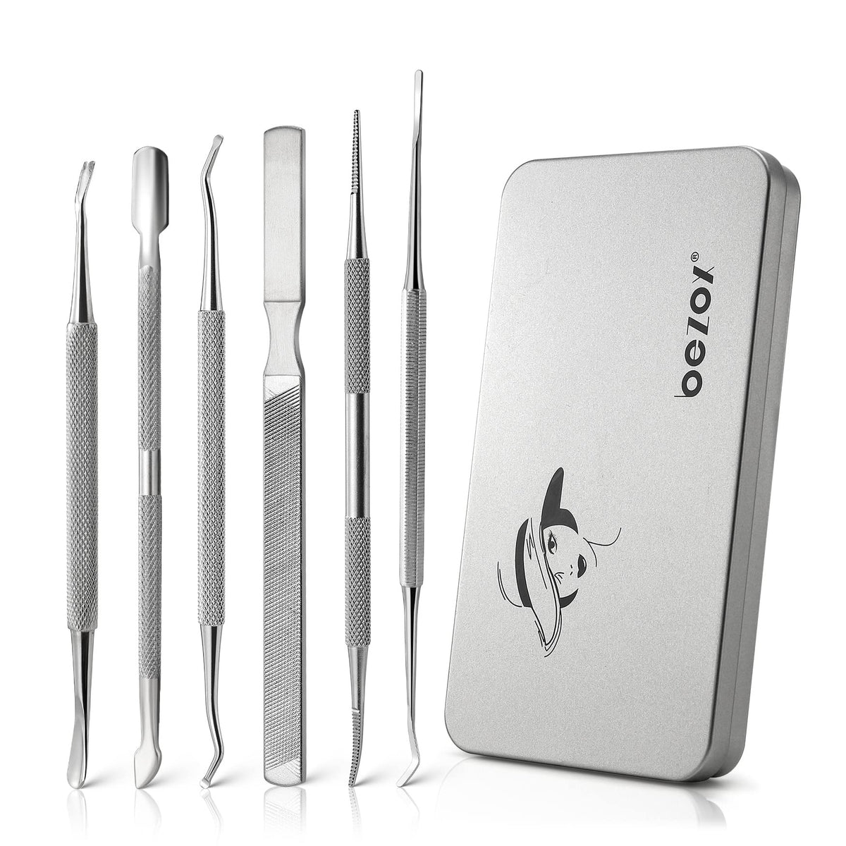 BEZOX ingrown toenail removal kit in metal case for convenient home care.