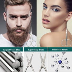 BEZOX curved-tip close-up ideal for precise eyebrow trimming