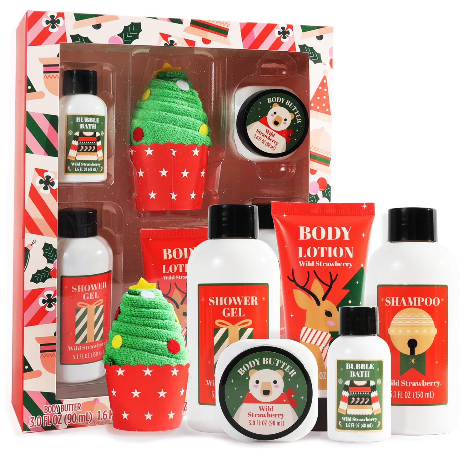 BFFLOVE Christmas bath gift set packaging ready for gifting, elegant and festive.
