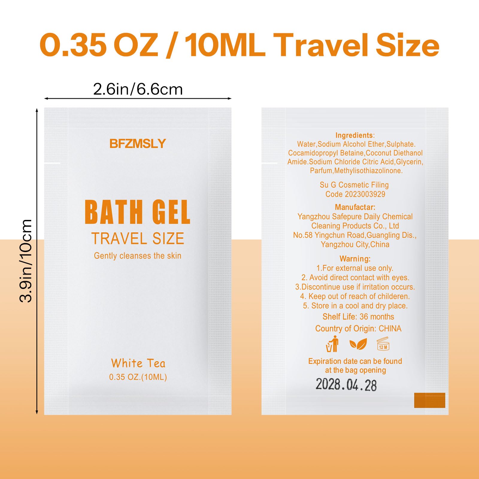 BFZMSLY white tea scent on compact travel sachets for refreshed bathrooms