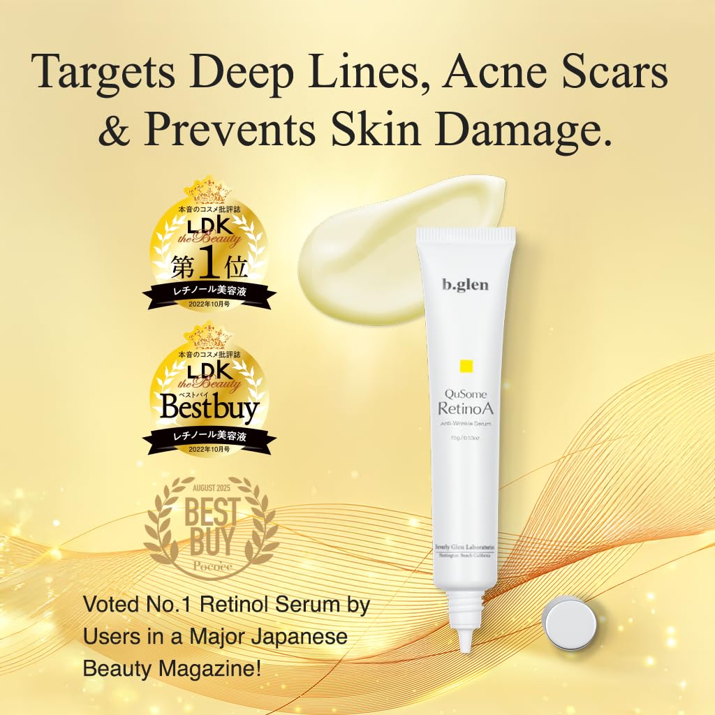 b.glen QuSome RetinoA ingredients panel showcase active retinoids and skin-friendly hydration.