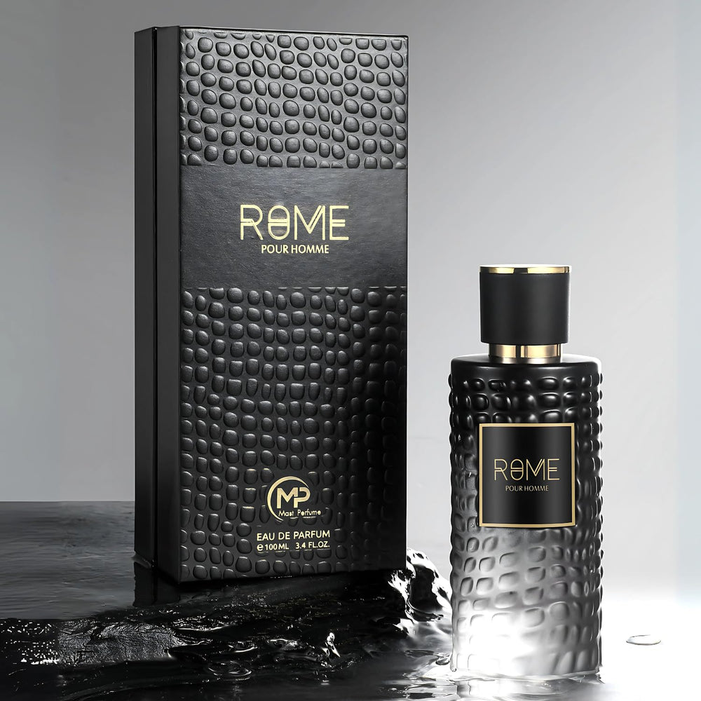 Bharara Rome Pour Homme top notes highlight geranium for a crisp opening.