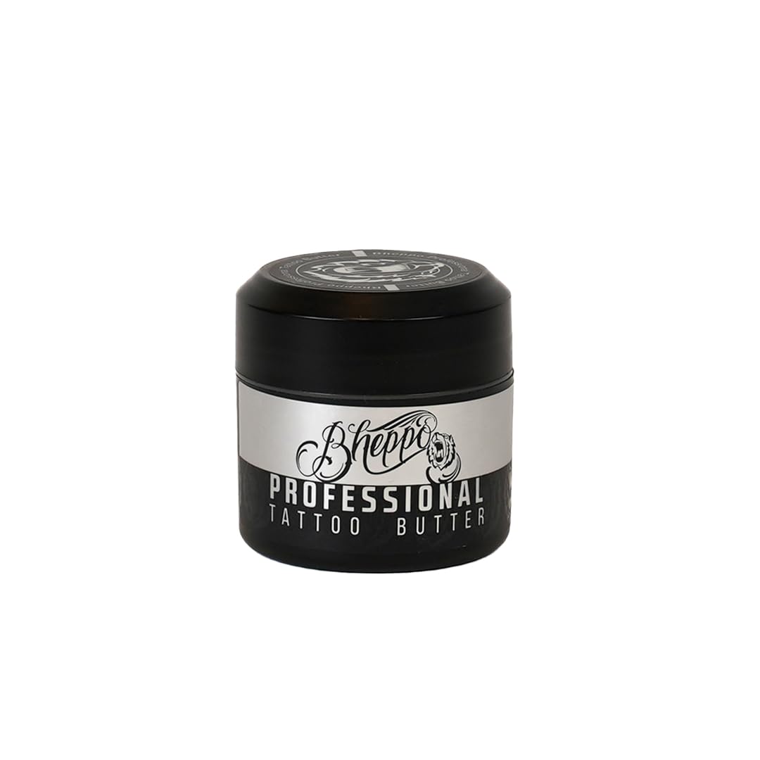 Bheppo tattoo butter front jar showing label and compact design for easy storage
