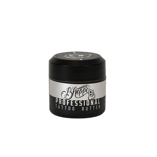 Bheppo tattoo butter front jar showing label and compact design for easy storage