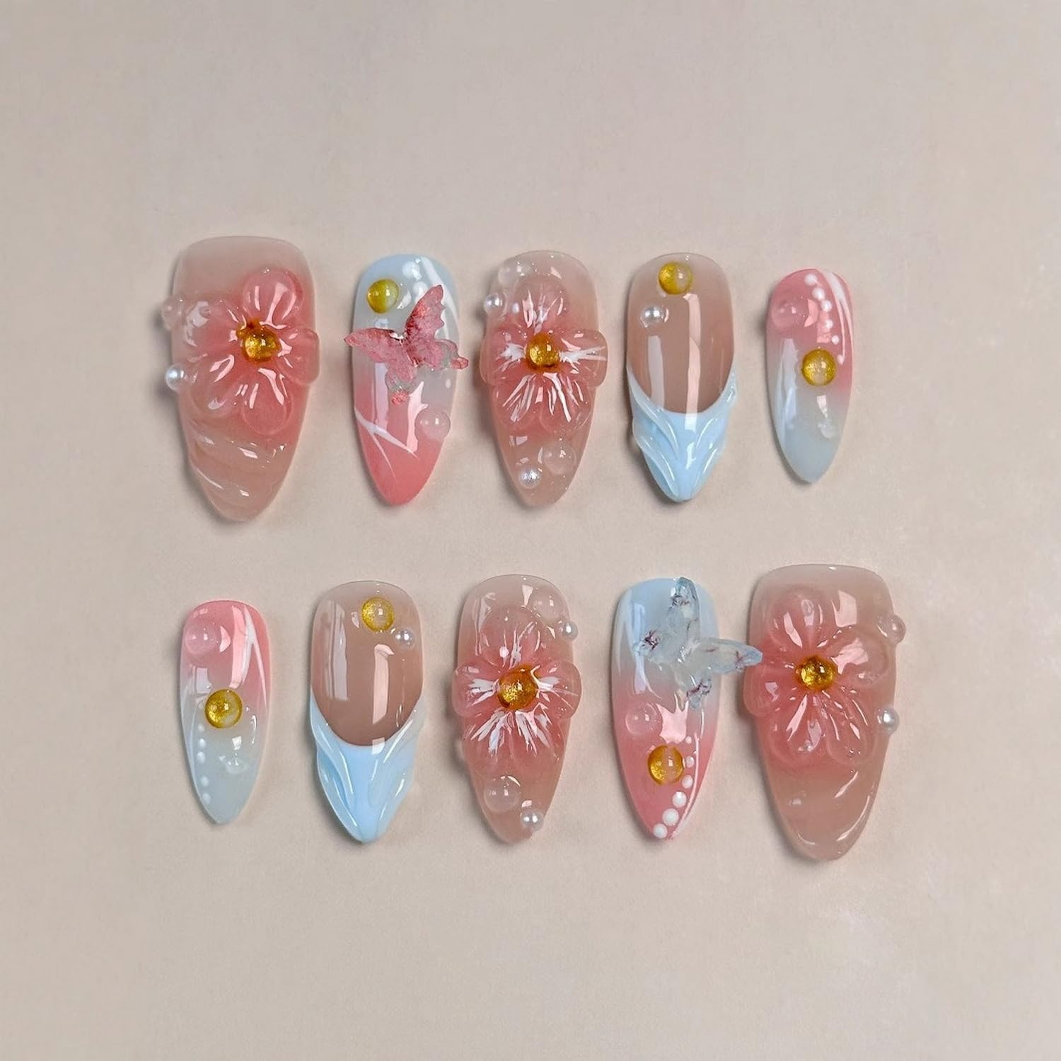 BHOOKA 3D flower butterfly pearls add luxe texture and shimmer to any manicure
