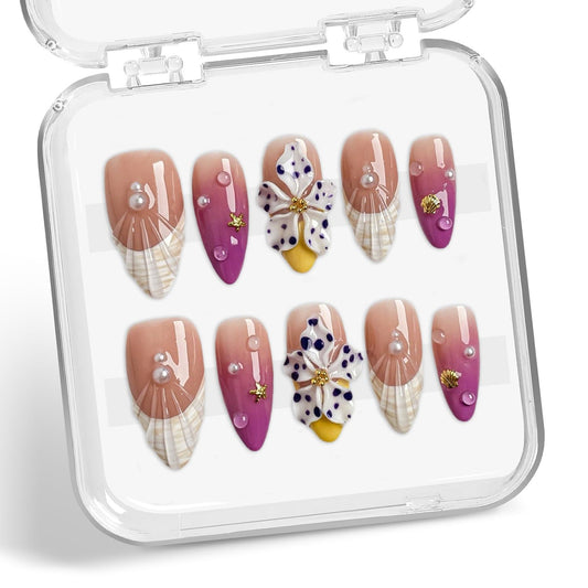 BHOOKA Flower press-on nails with 3D flowers for a salon-worthy manicure.