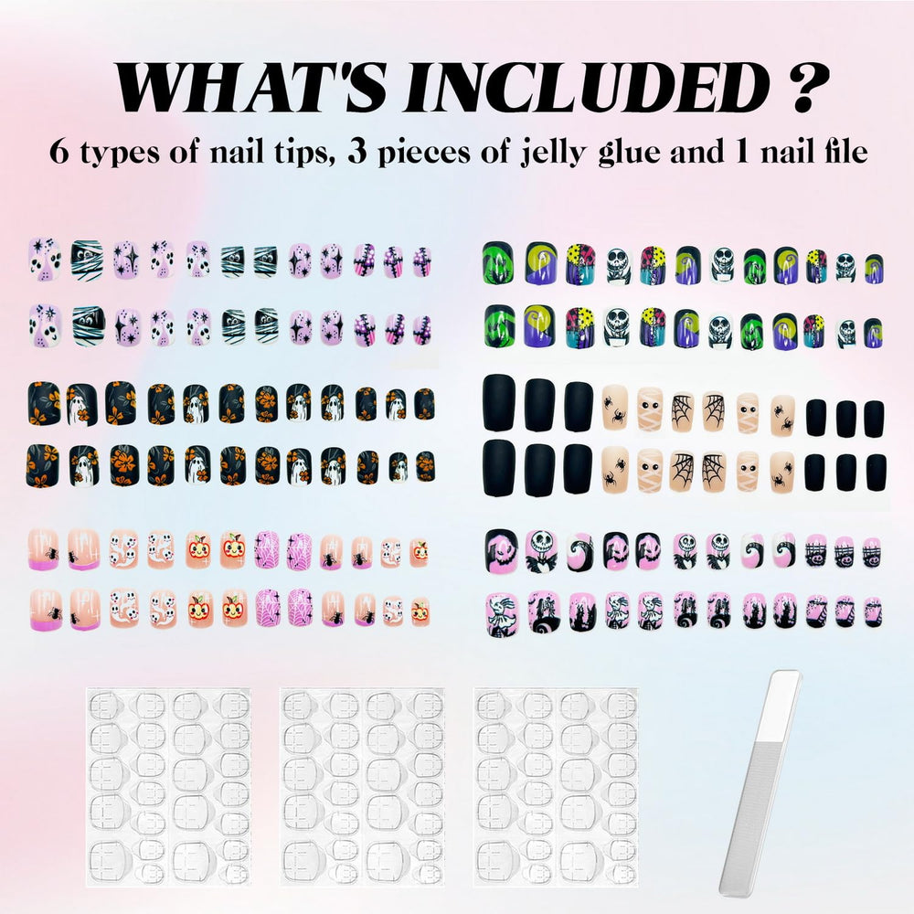BHOOKA bat-theme nails ideal for spooky party looks and quick application.