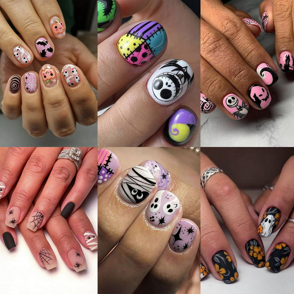 BHOOKA ghost design nails for a festive Halloween manicure with lasting shine.