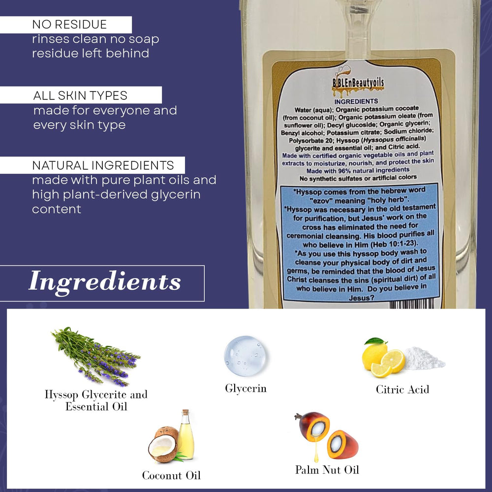 BIBLE N Beautyoils natural ingredients graphic demonstrates high natural content for gentle cleansing.