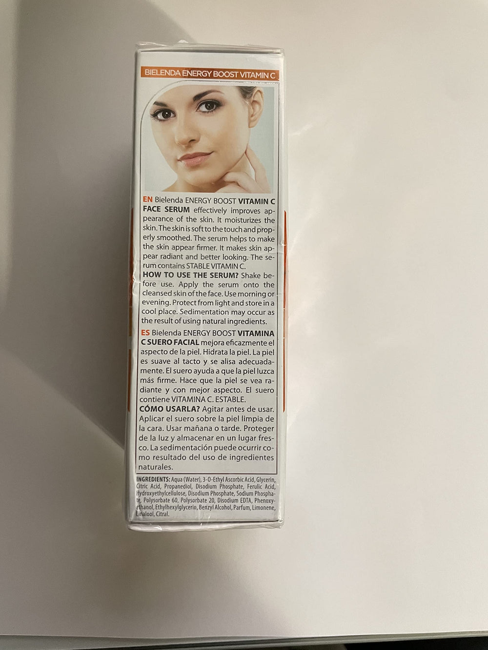 Bielenda Energy Boost Vitamin C Serum packaging box and bottle for shelf appeal.