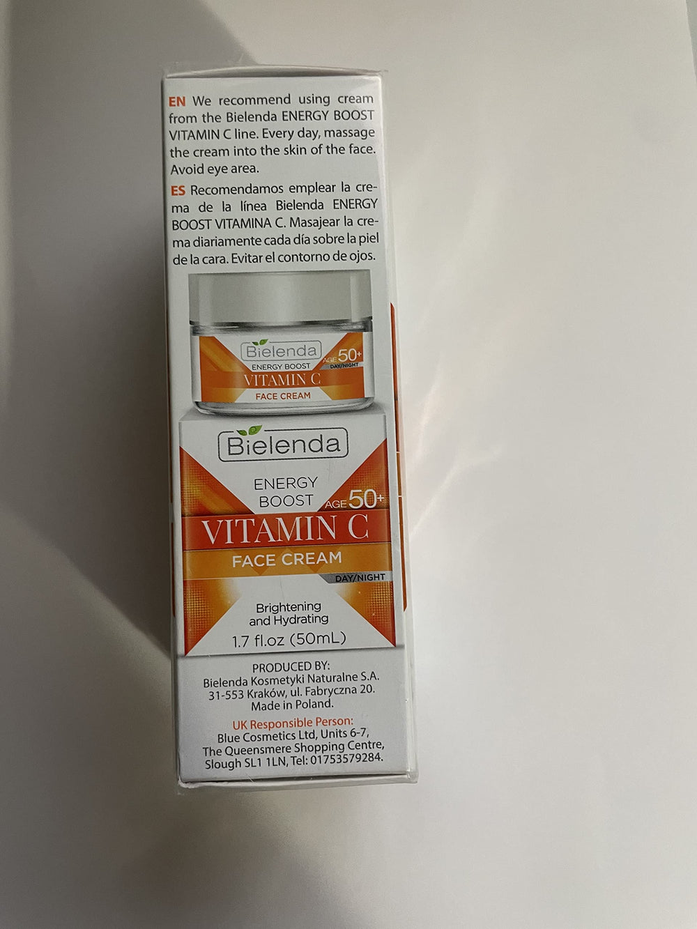 Bielenda Energy Boost Vitamin C Serum texture closeup with lightweight hydration feel.