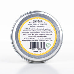 Buff Bar Lemon Drop texture shows dense, non-greasy moisture for daily skin care.