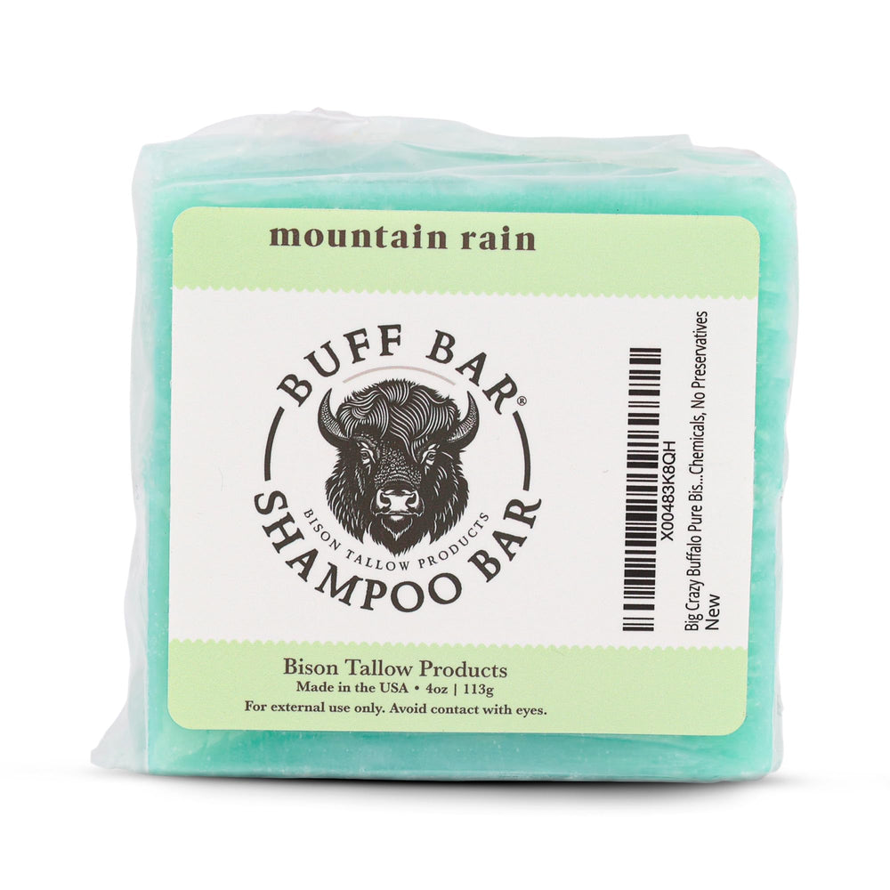Big Crazy Buffalo Mountain Rain two-pack shampoo bar ready for daily cleansing