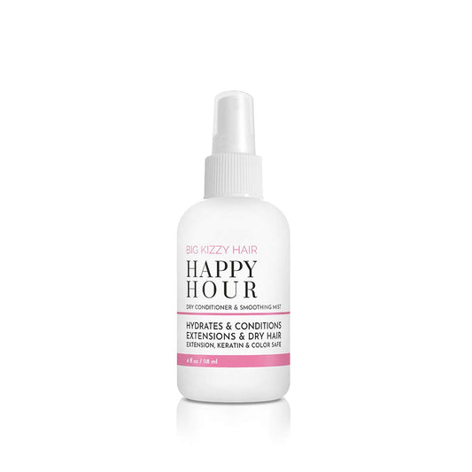 Big Kizzy Happy Hour dry conditioner bottle smooths frizz and adds shine