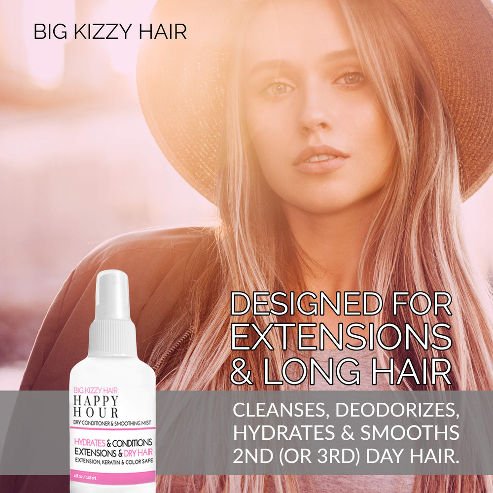 Big Kizzy Happy Hour spray-dispense for quick second-day refresh and easier styling