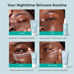 Ingredient highlight showcasing green tea and plant-based retinol components.