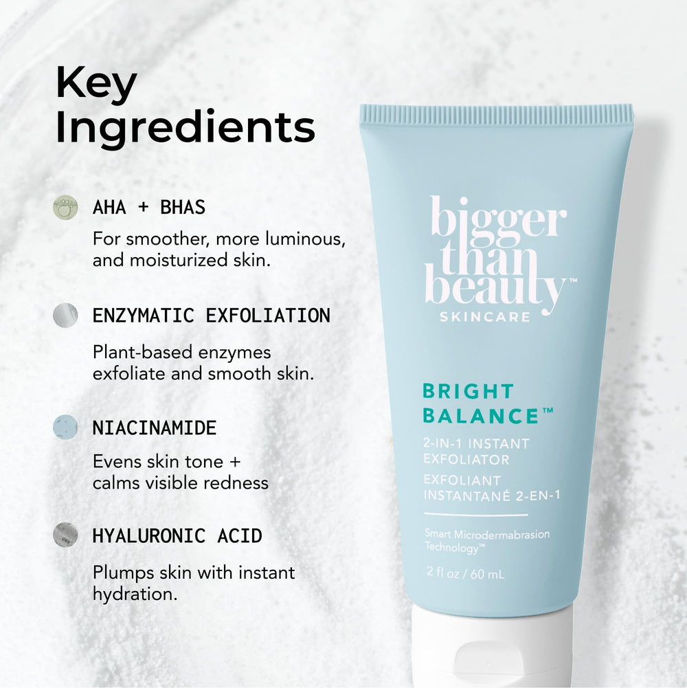 Bigger Than Beauty Bright Balance travel-size compact for on-the-go refreshment.