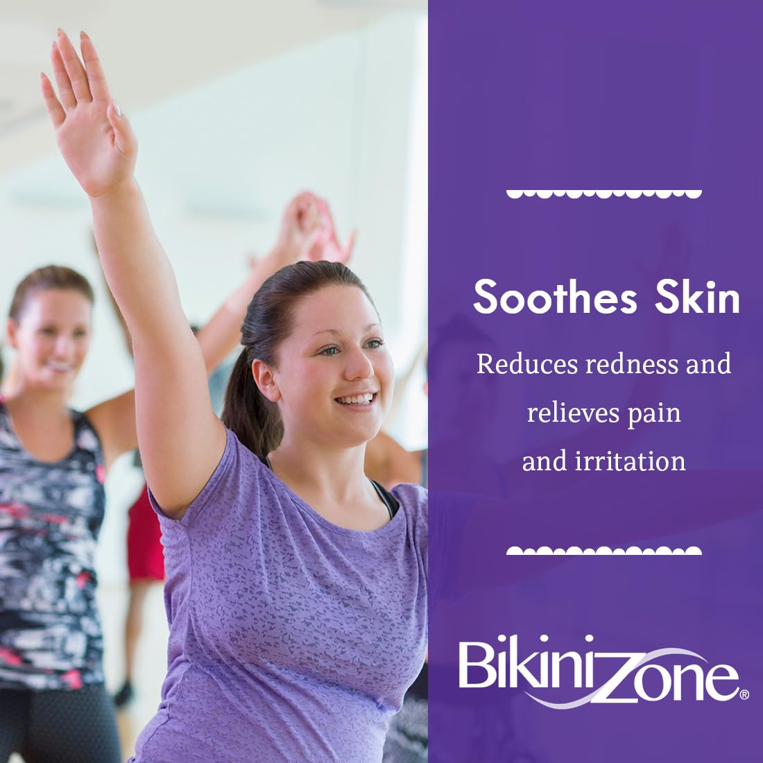 Bikini Zone Creme applied to bikini line for soothing comfort.