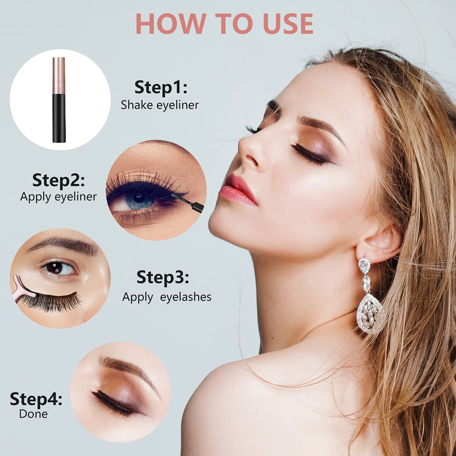Reusable BILEYCHA magnetic lashes with secure fit