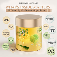 Billionaire Beauty Labs day application shown on clean skin for morning skincare.