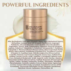 Billionaire Beauty Labs night application demonstrates hydration during the evening routine.