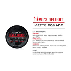 Billy Jealousy Devil's Delight pomade on styled hair with texture and lift.