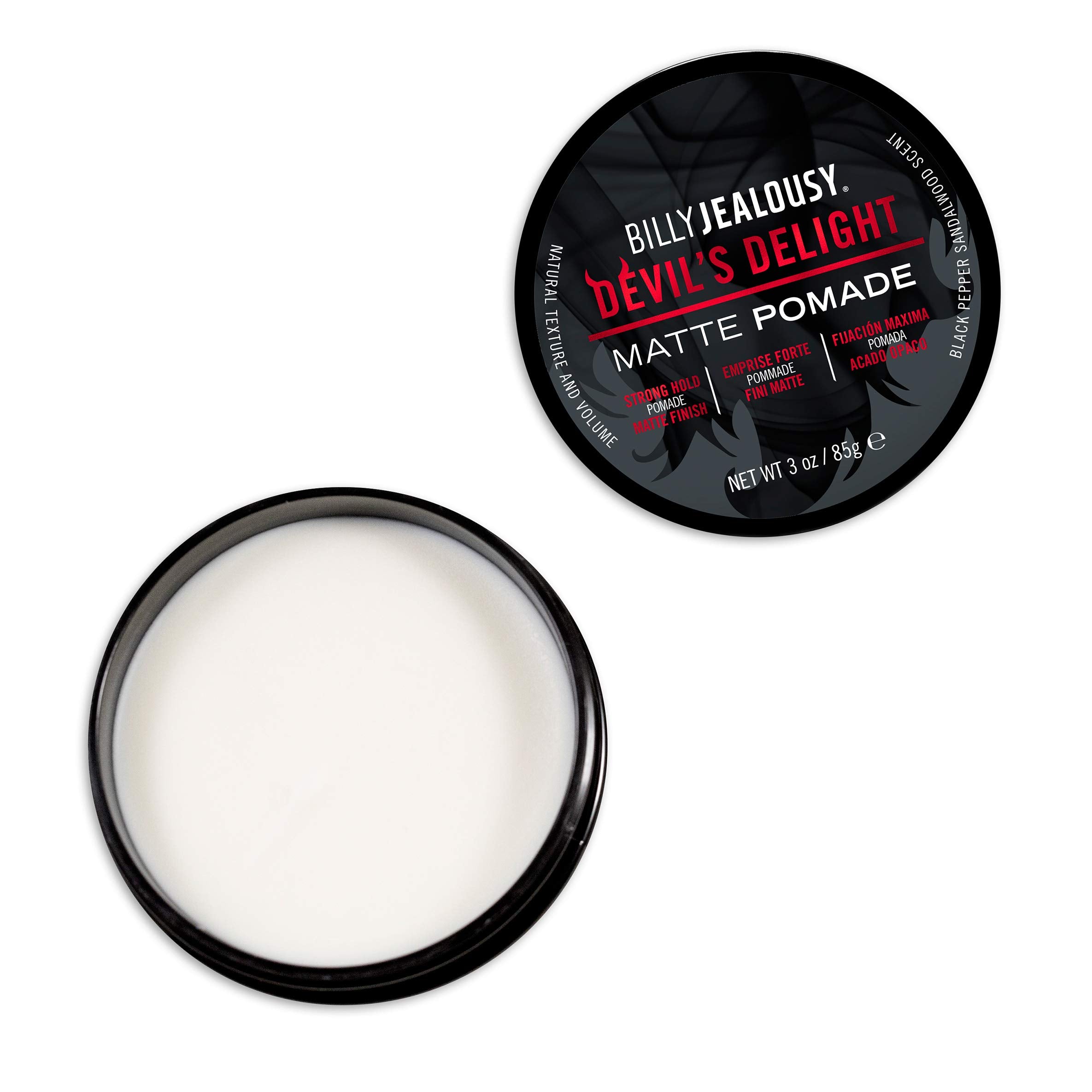 Billy Jealousy Devil's Delight pomade texture showing volume and definition.