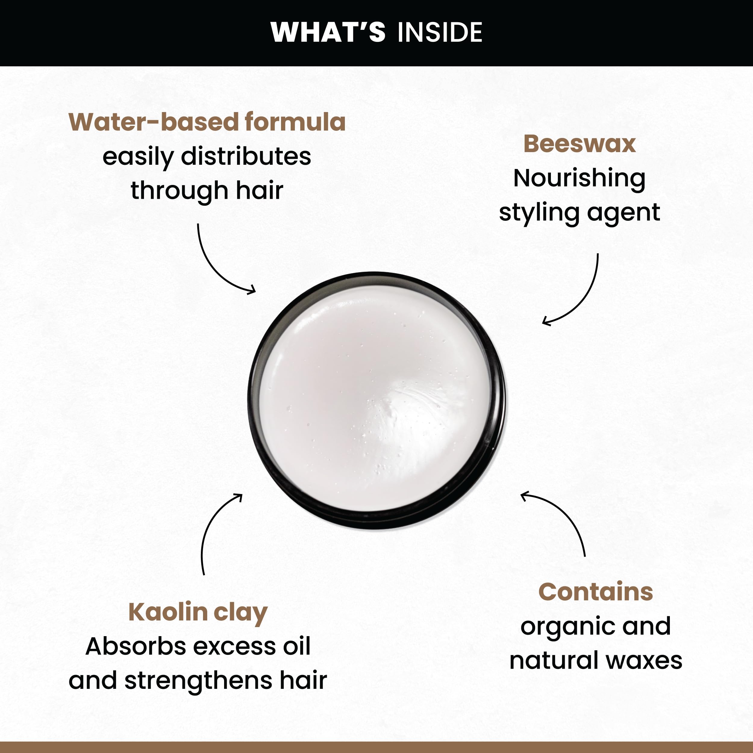 Hair with long-lasting matte finish under daylight lighting.