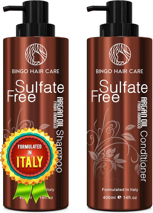 BINGO HAIR CARE argan oil shampoo bottle pour for rich hydration and shine