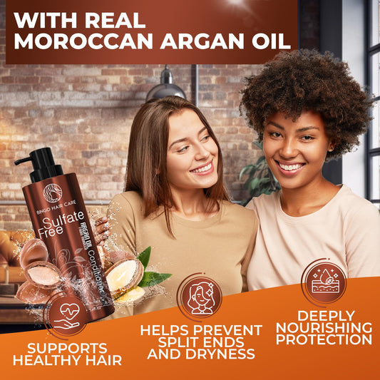 BINGO Hair Care sulfate-free conditioner jar shows frizz control and gentle care