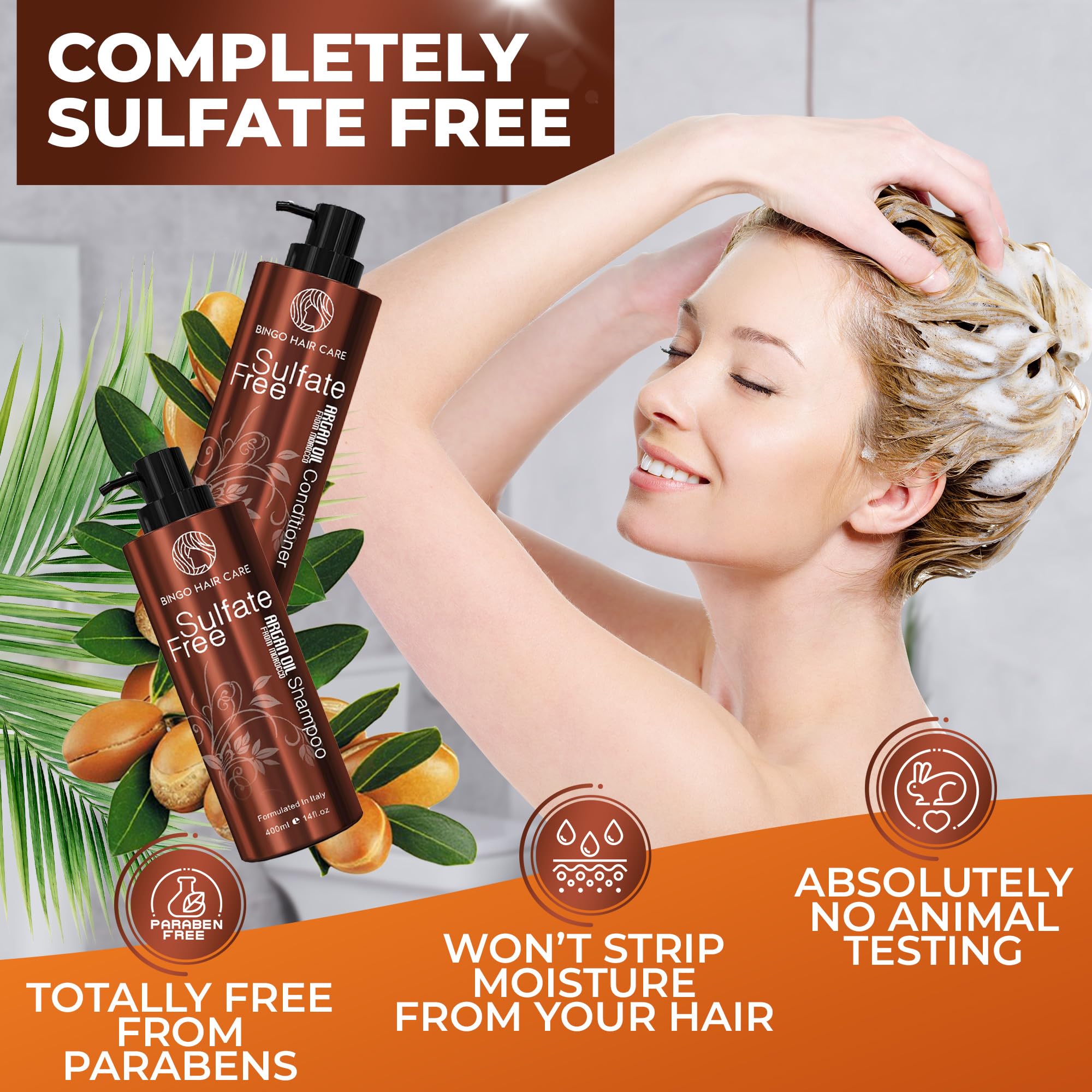 BINGO HAIR CARE sulfate-free shampoo bottle view for gentle cleansing