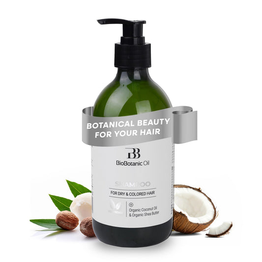 Bio Botanic Oil bottle pour demonstrates rich hydration for dry, color-treated hair.