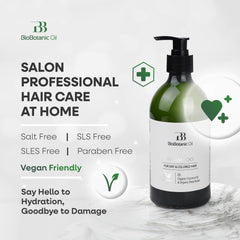 Bio Botanic Oil SLS-free badge emphasizes gentle cleansing.