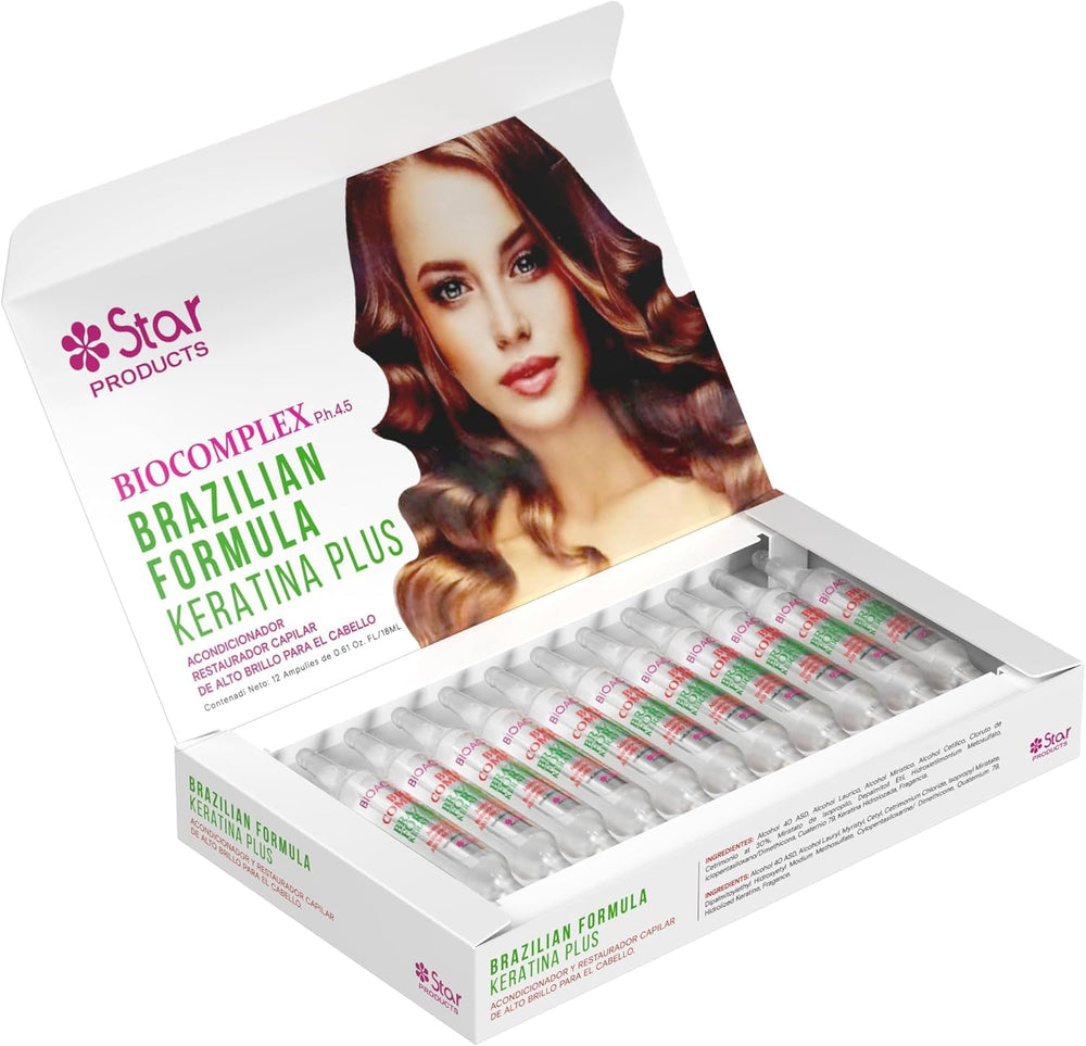Step-by-step application visuals for Bio Complex Keratin Plus smoothing treatment.