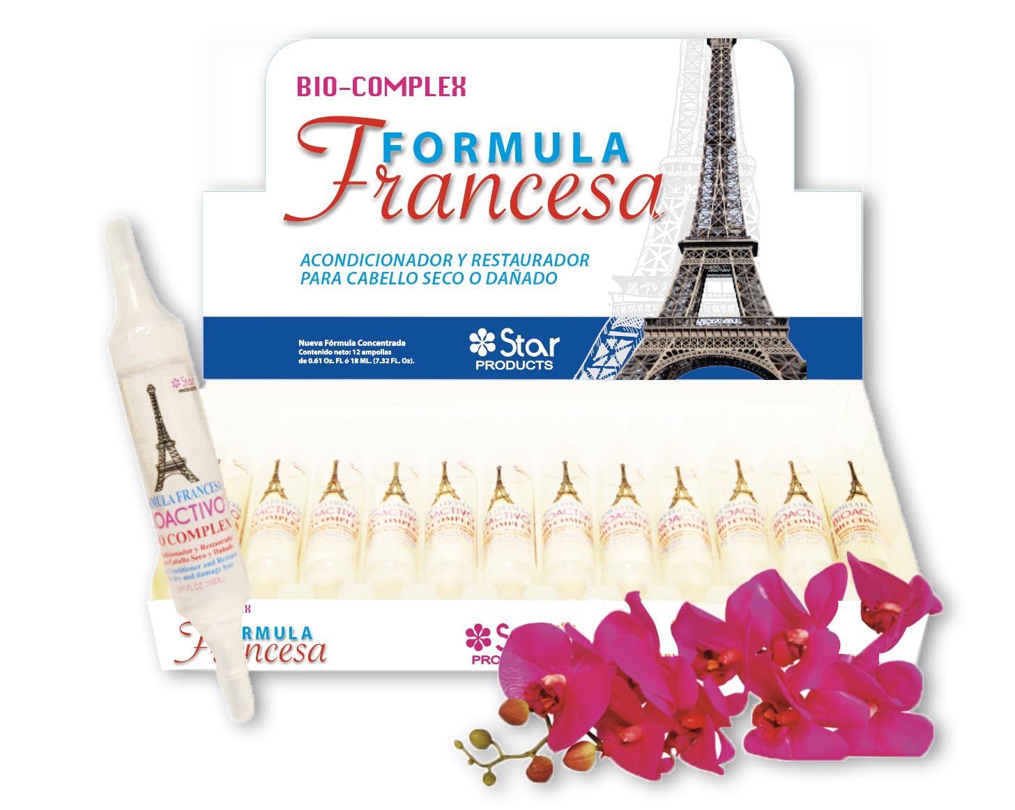 Bio Complex French 12-pack bottle close-up highlighting nourishing hair repair potential