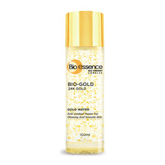 Bio Essence Bio-Gold Water bottle on a clean surface suggesting radiant, hydrated skin