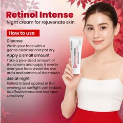 Bio Mystery product label close-up highlighting 0.1% retinol and collagen for smoother skin.
