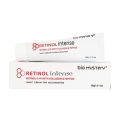 Bio Mystery Retinol 0.1% cream jar close-up, smooth texture for nightly care.