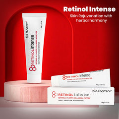 Bio Mystery retinol cream tube beside jar, illustrating versatile night routine.