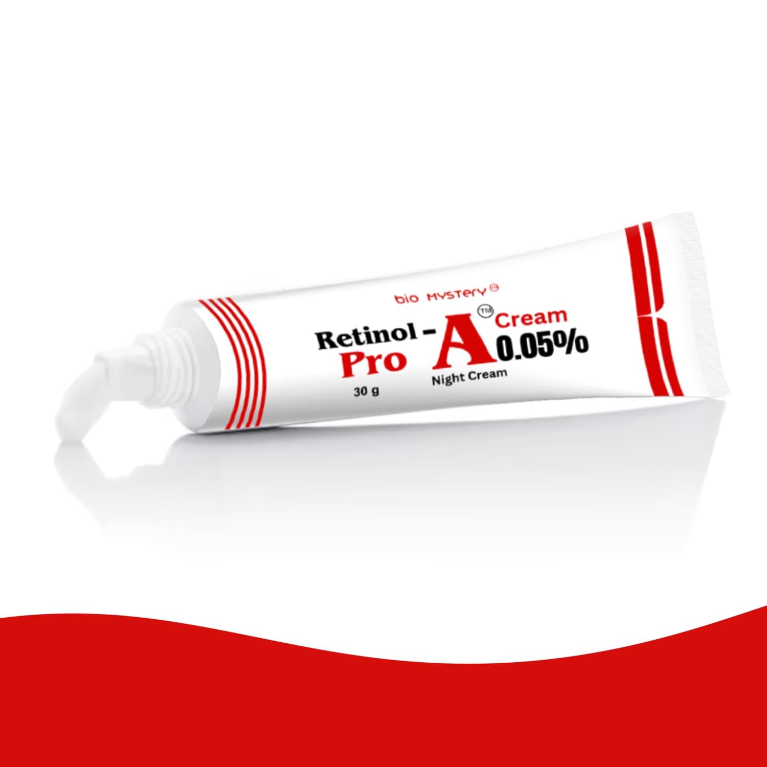 Bio Mystery Retinol Pro 0.05 night cream application on skin for smooth finish.