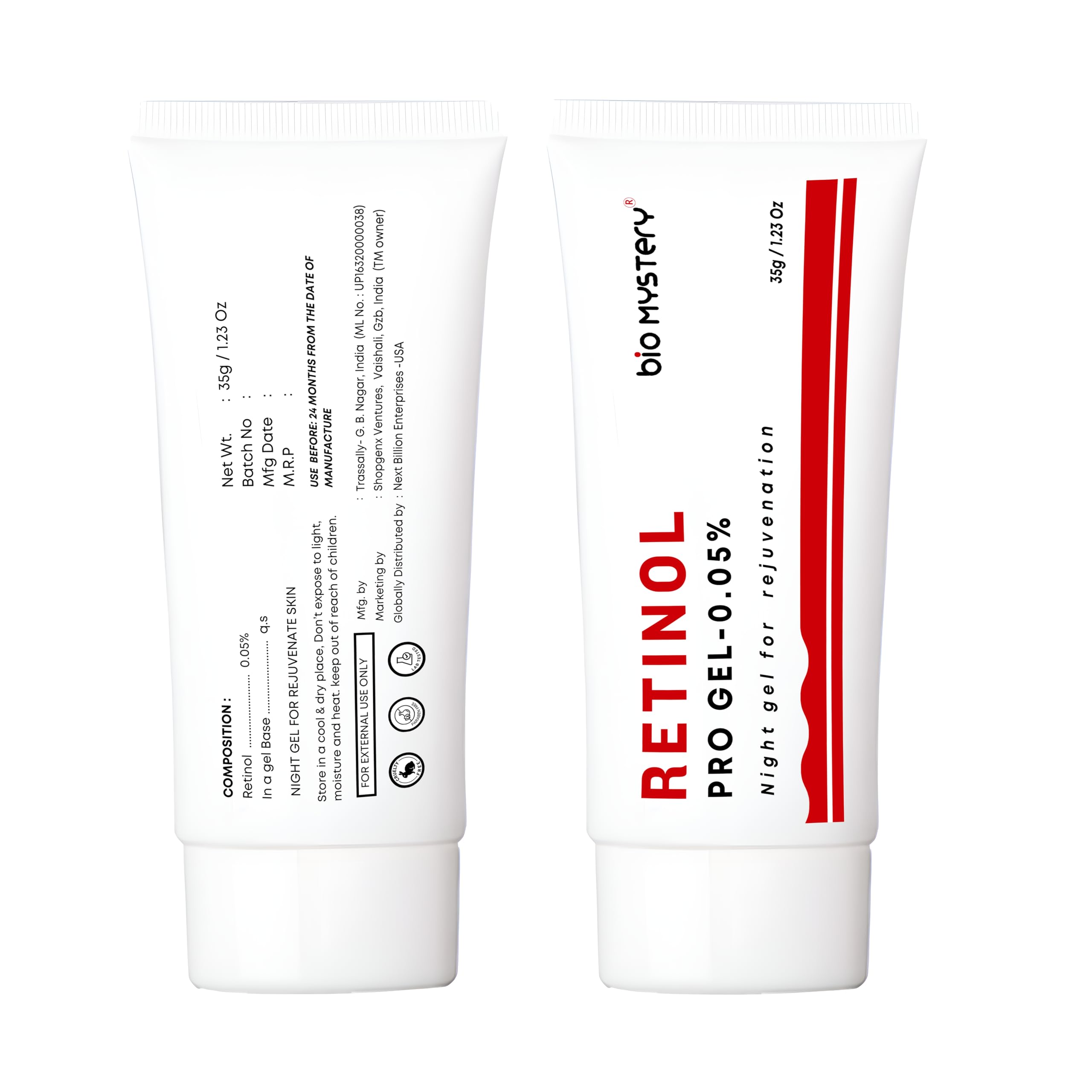 Bio Mystery Retinol Pro Gel application image showing smooth skin after use.