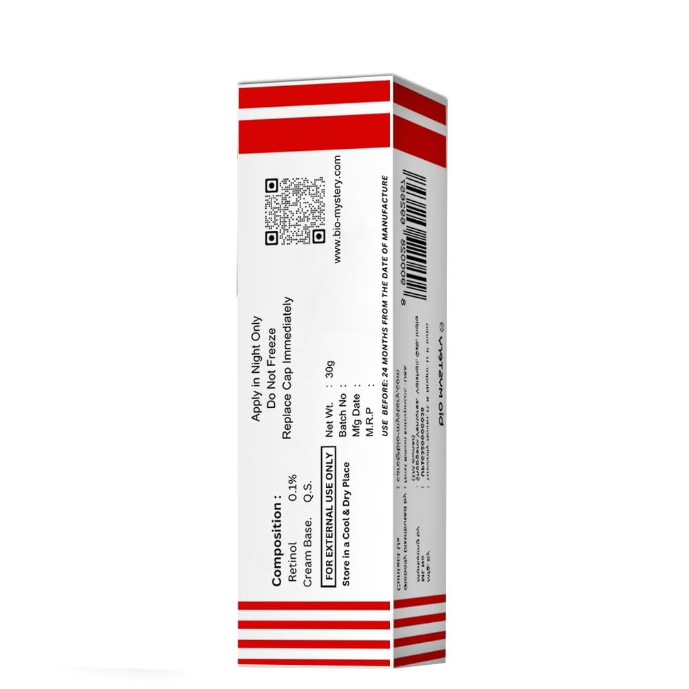 Bio Mystery Retinol Pro Night Cream 0.1 tub seen with soft glow suggesting nighttime renewal.