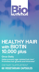 Bio Nutrition Healthy Hair Biotin Vegi-Caps capsules emphasize convenient daily ingestion