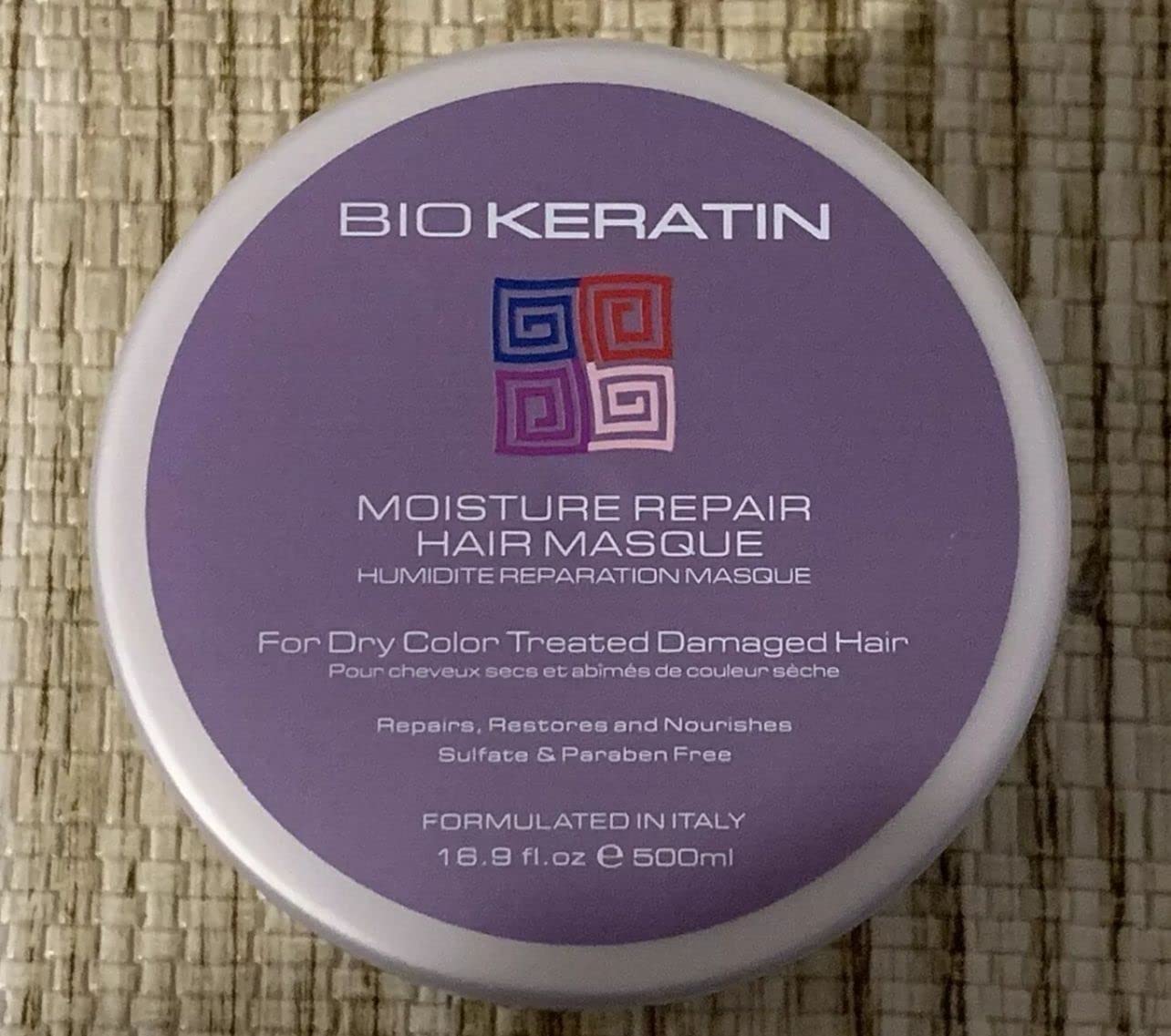 Texture close-up of Bio PureOils keratin mask showing silky, nourishing formula