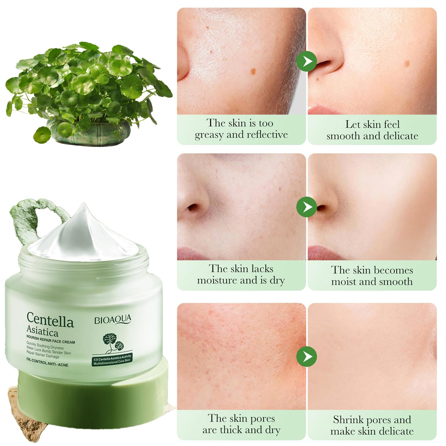 BIOAQUA Centella Asiatica Nourish Repair texture close-up showing lightweight hydration.