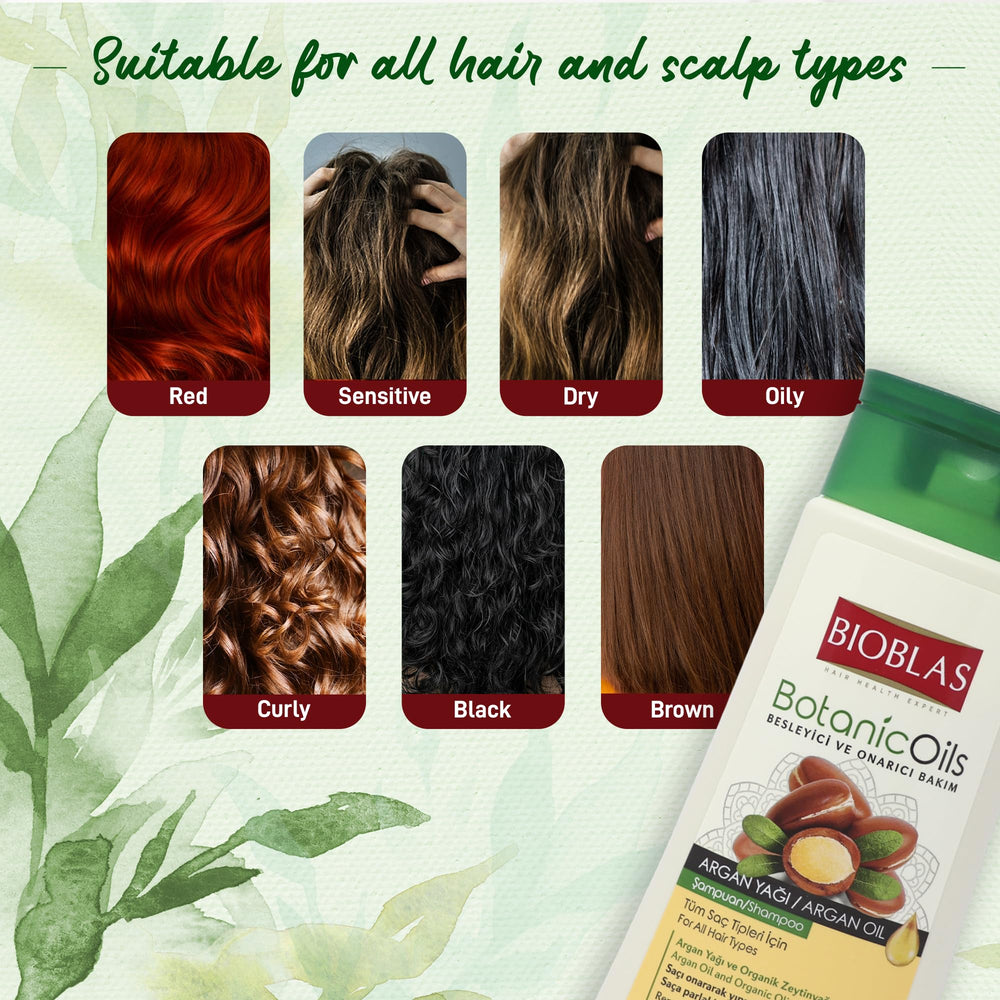 BIOBLAS Argan Oil & Organic Olive Oil Shampoo amber bottle conveys premium quality and care.