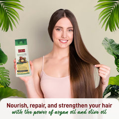 BIOBLAS Argan Oil & Organic Olive Oil Shampoo ingredients reveal argan and olive oils nourishing.